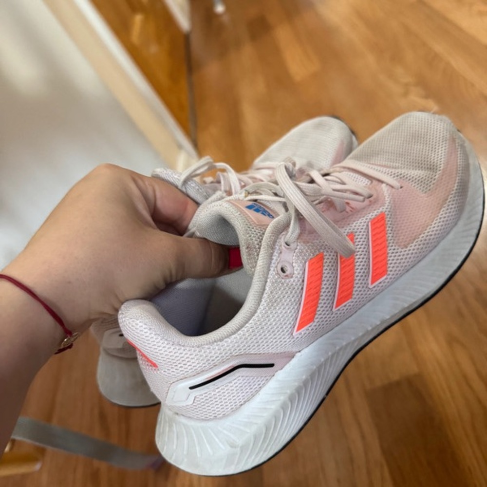 Adidas Pink and White Running Shoes